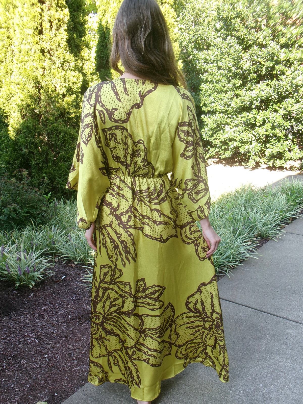 Chartreuse Kimono Maxi Dress