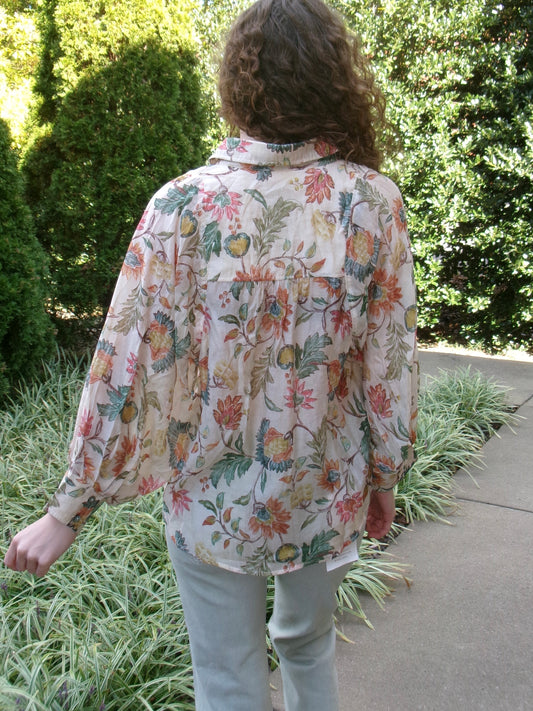 Tropic Floral Button-Up Blouse