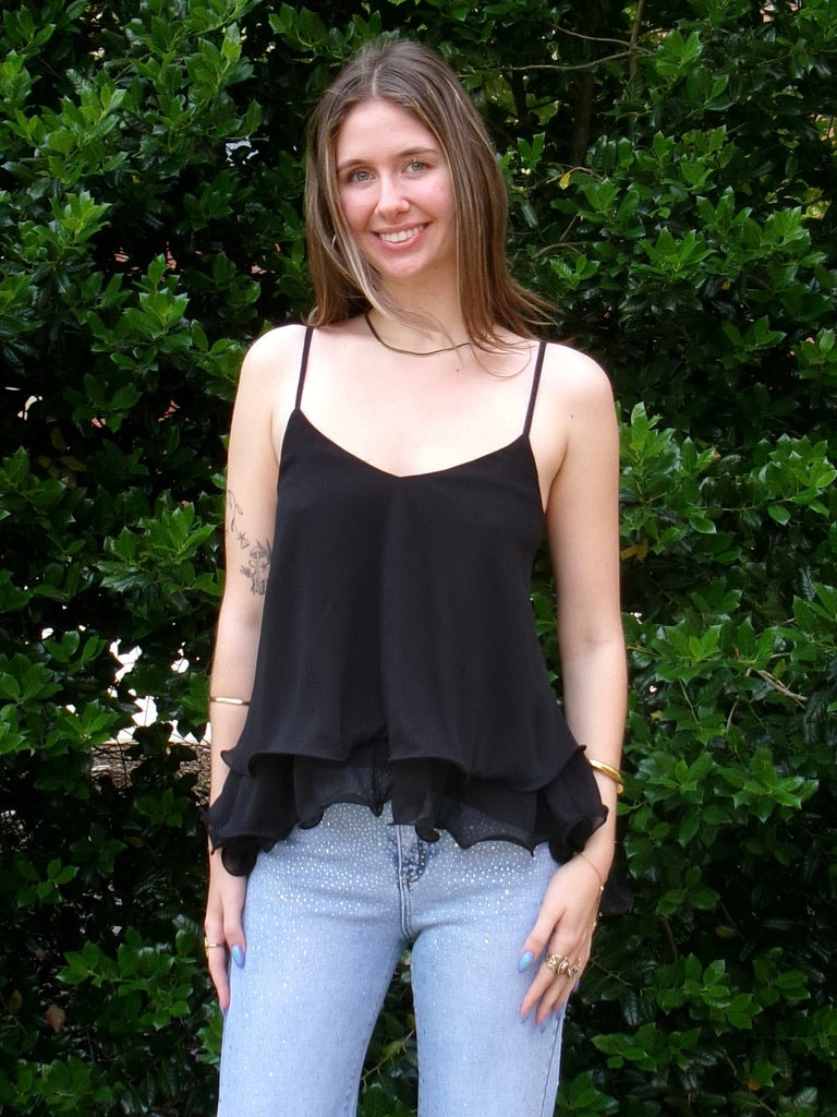 Aries Chiffon Ruffle Tank