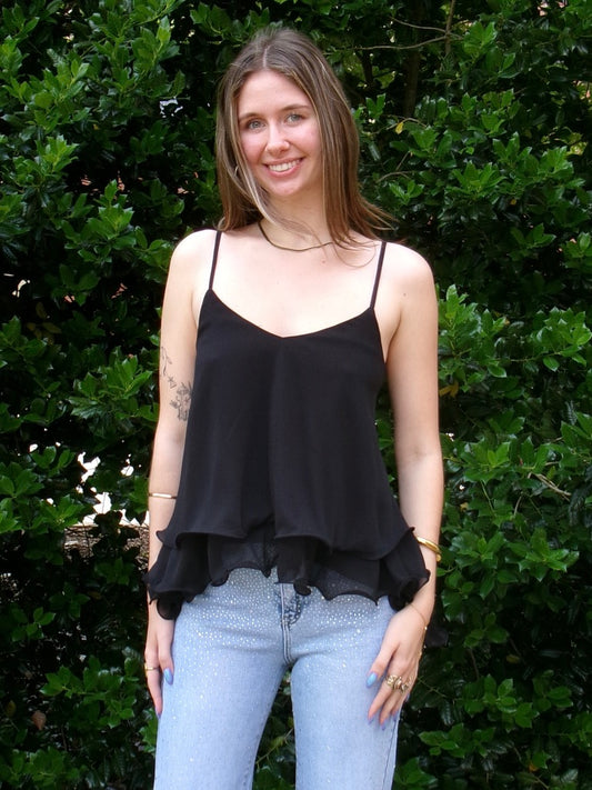 Aries Chiffon Ruffle Tank