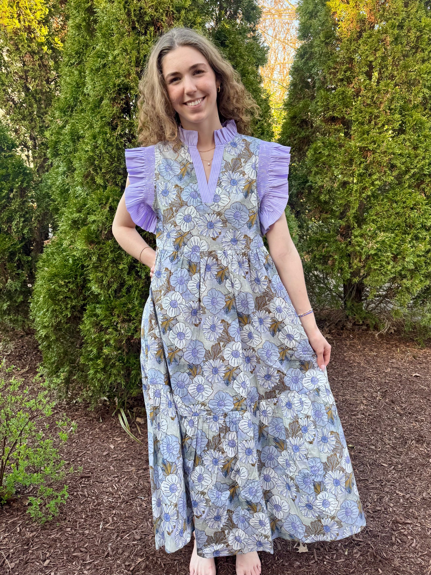 Purple Frill Floral Dress