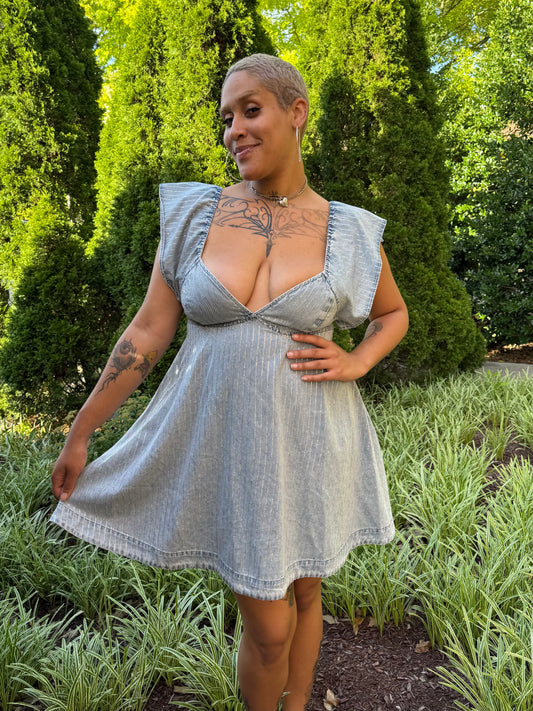 Embellished Rhinestone Flutter Dress