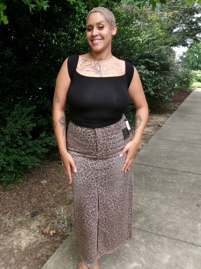 Risen Leopard Long Skirt