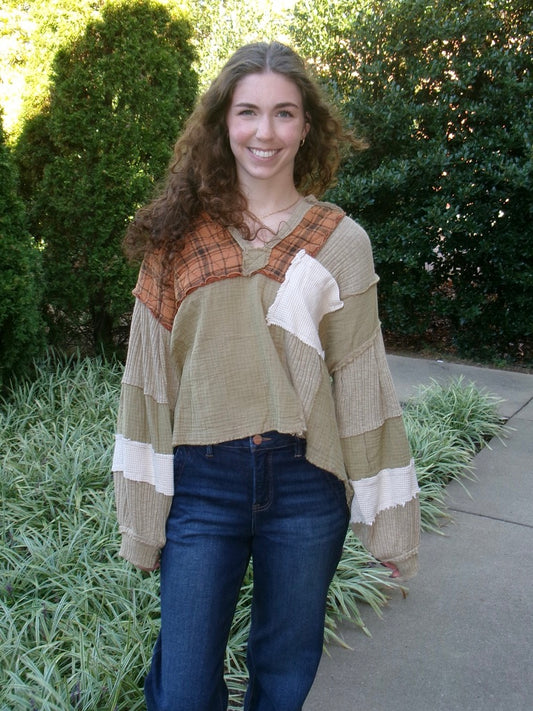 Fall Festive Patch Blouse