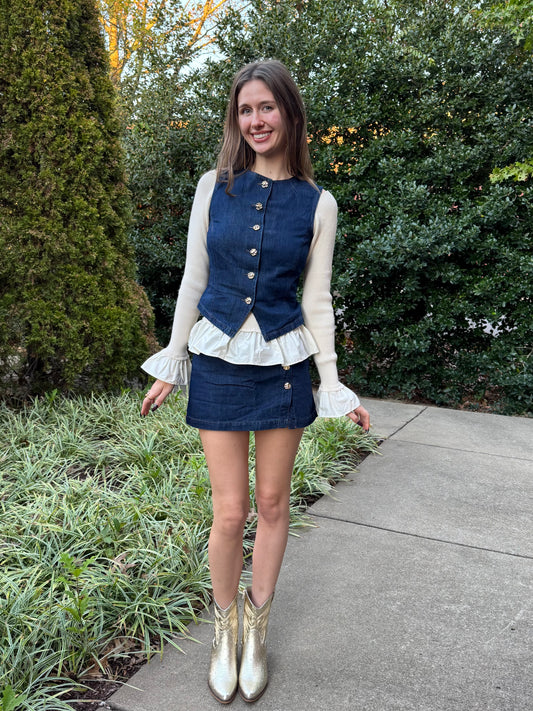 Gold Button Denim Vest