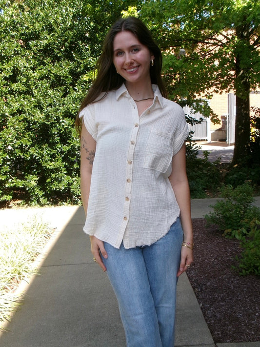 Gauze Button-Down Tee