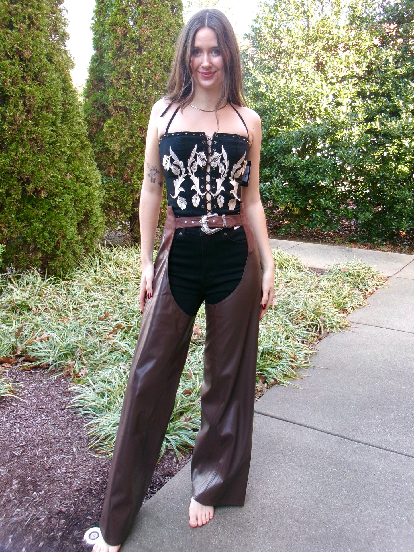 Pleather Fringe Western Chaps