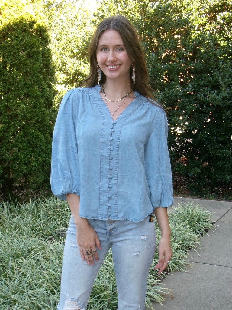 Chambray Buttonup LS Blouse