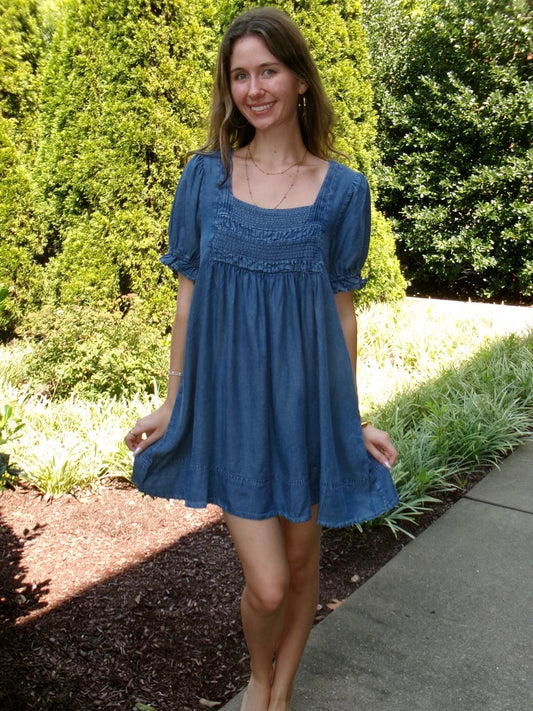 Gracelyn Babydoll Denim Dress