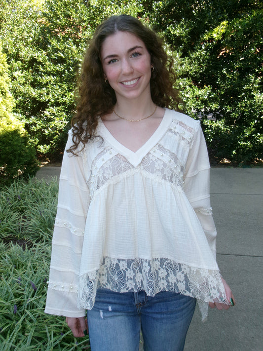 Pearly Whites Lacey Blouse