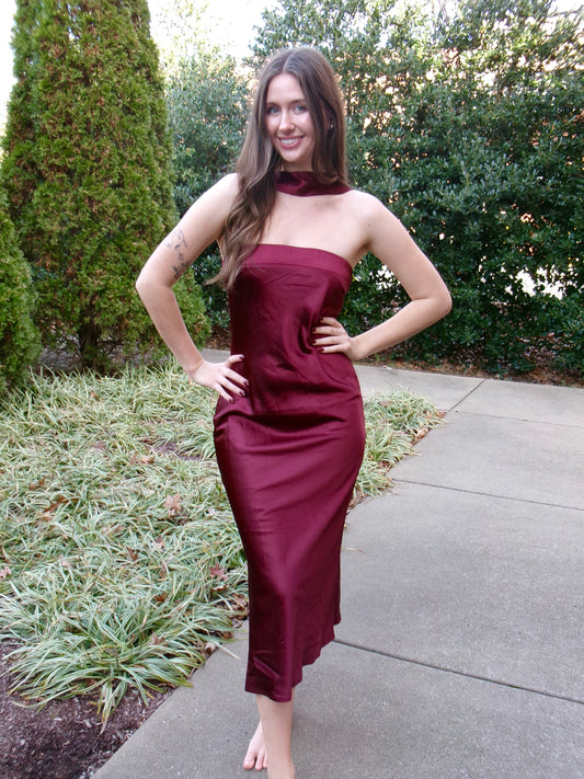 Ruby Satin Strapless Dress