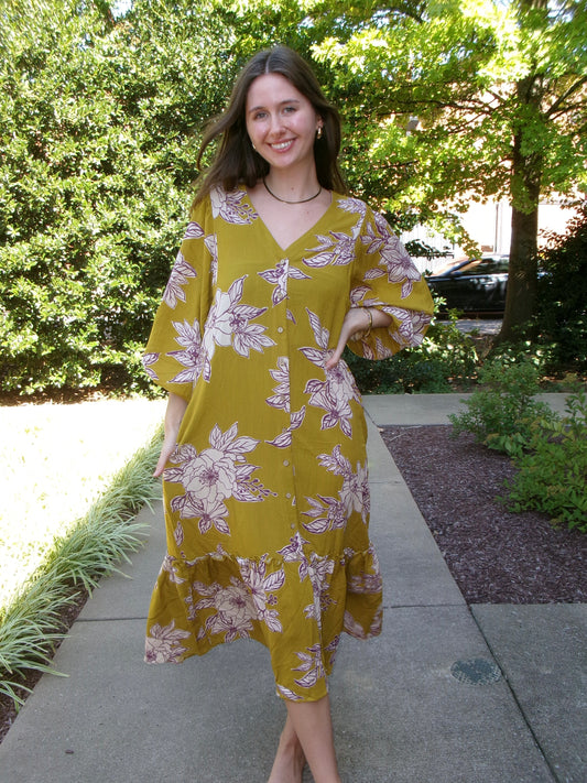 Kiwi Blossom Maxi Dress