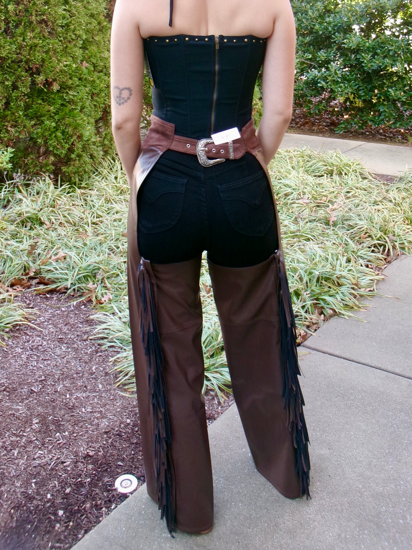 Pleather Fringe Western Chaps