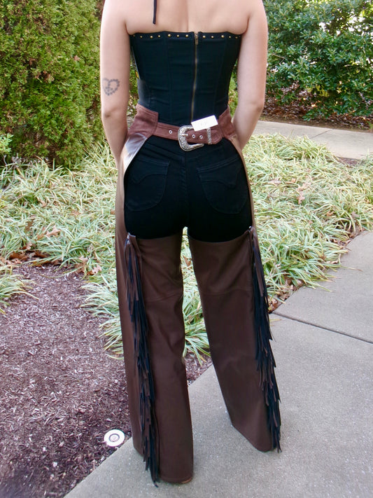 Pleather Fringe Western Chaps