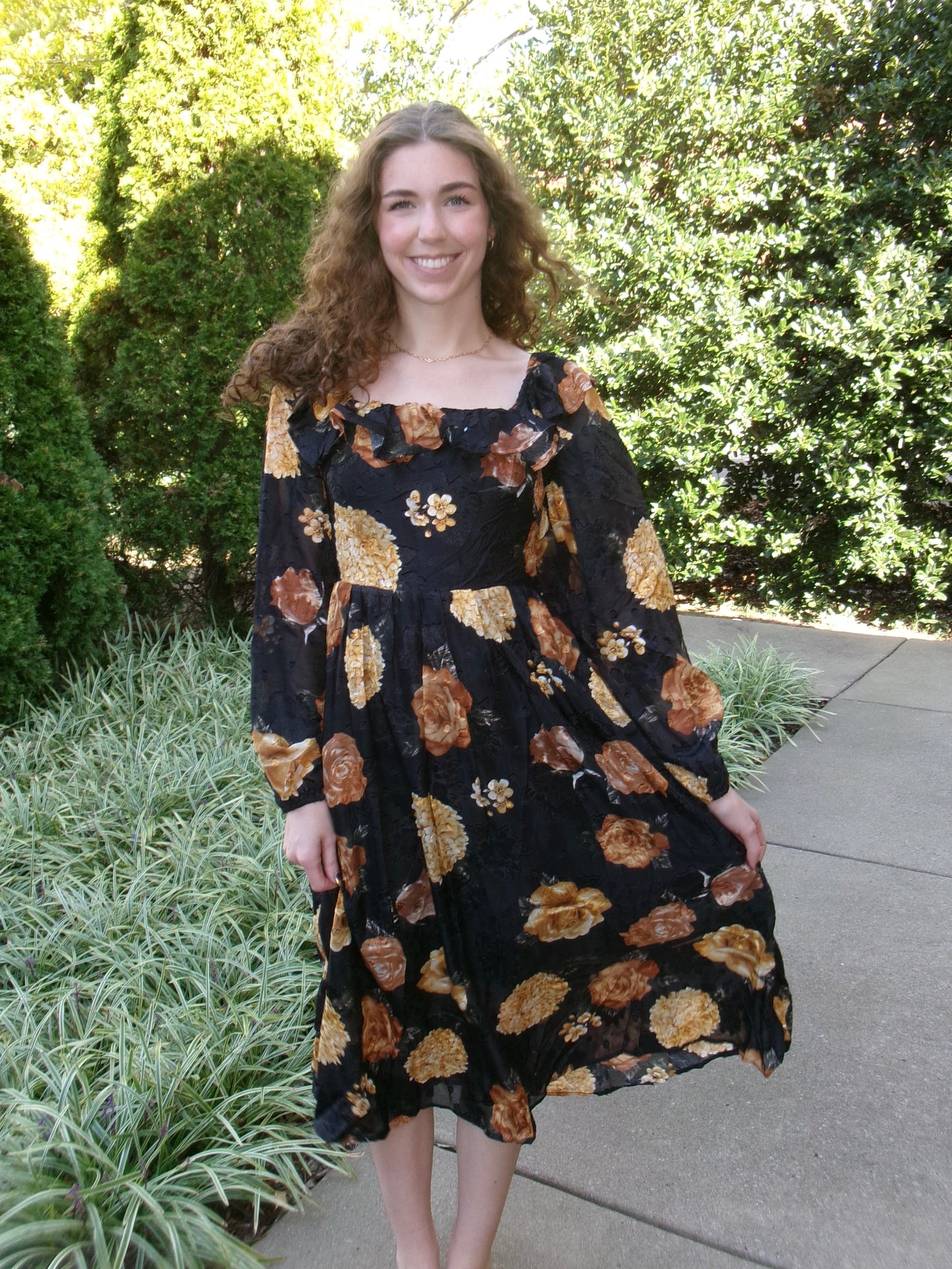 Midnight Hydrangea Midi Dress