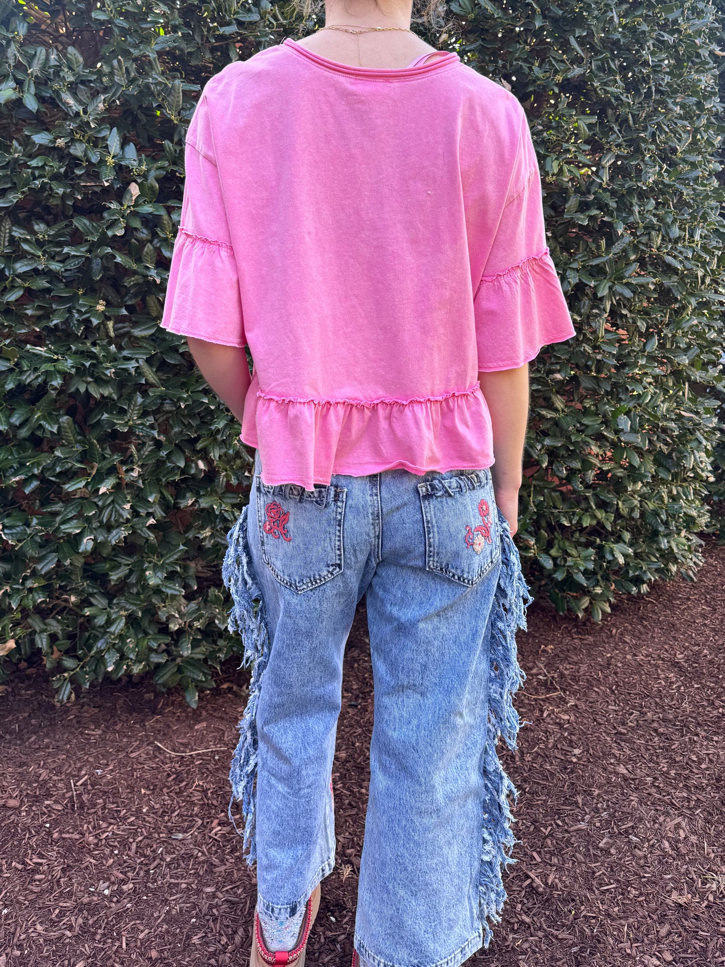 Summer Embroidered Fringe Jean