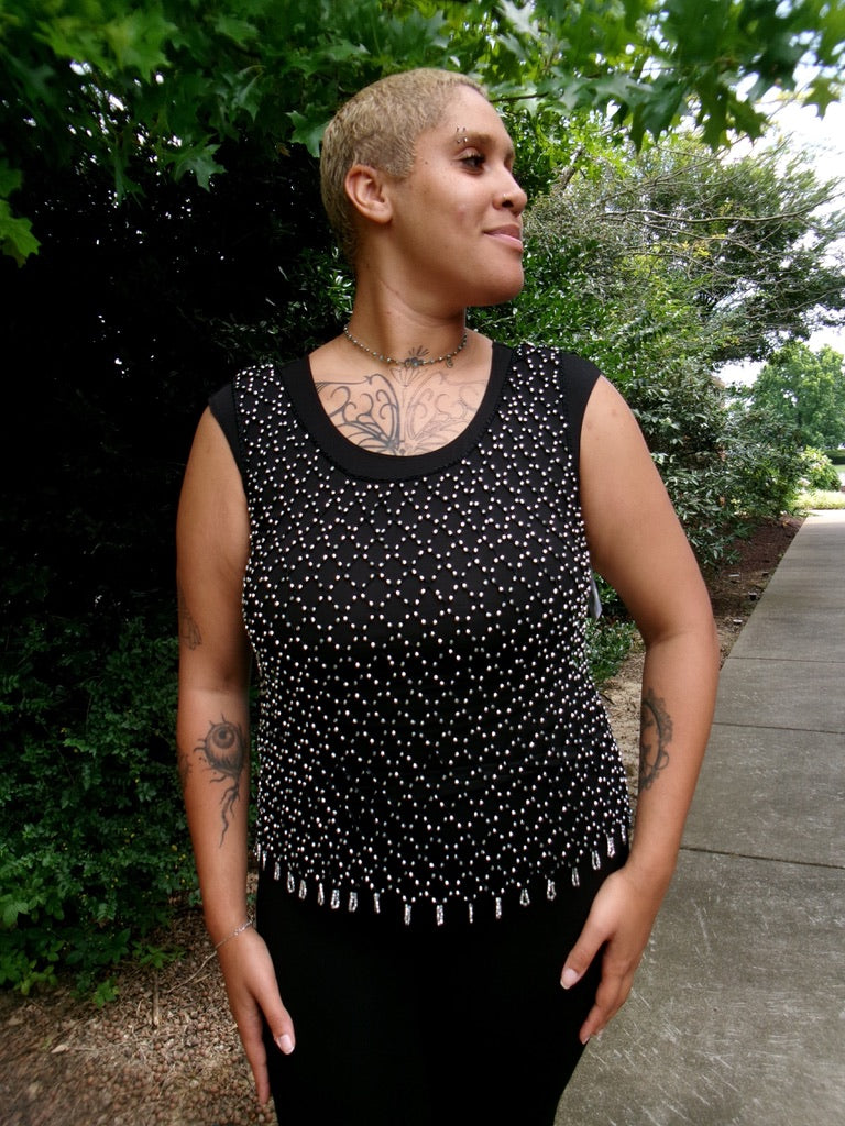 Charli Babe Beaded Net Tank