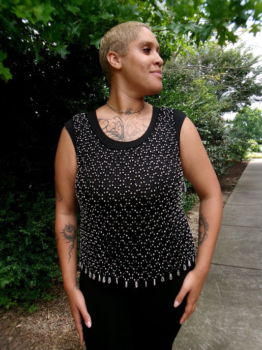 Charli Babe Beaded Net Tank