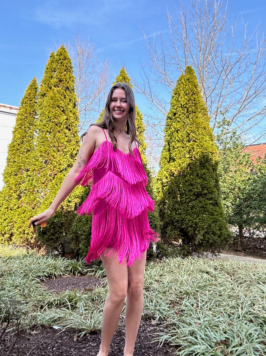 Fuchsia Flapper Mini Dress