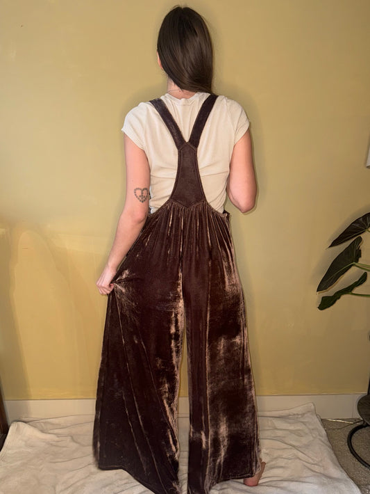 Wide Leg Velvet Overall