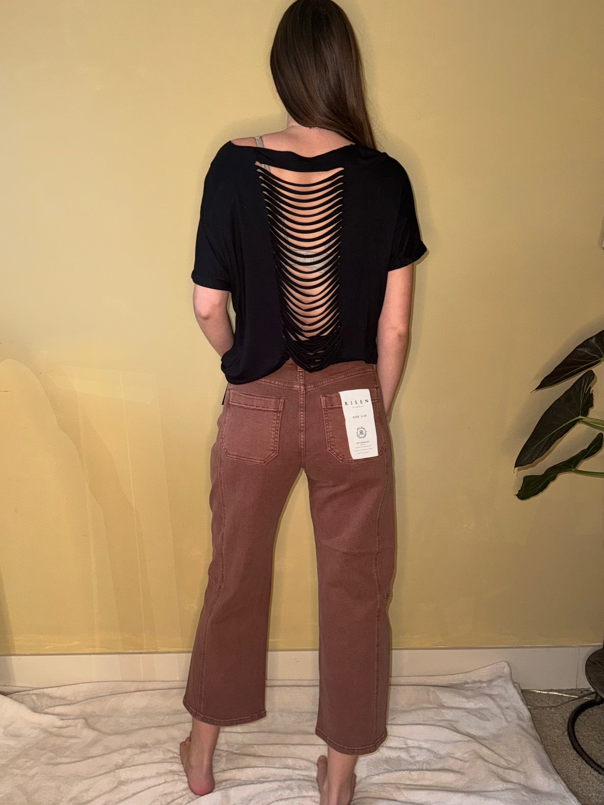 Mocha Cropped Barrel Jean