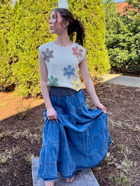 Spring Crochet Flower Vest