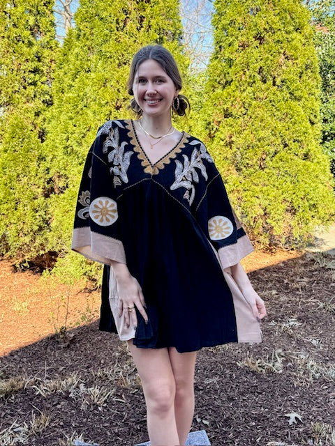 Tropical Hippie Embroidered Dress
