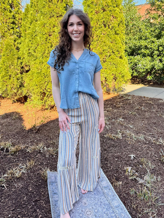 Chambray Buttoned Blouse