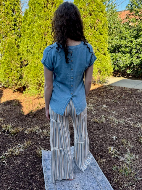 Chambray Buttoned Blouse