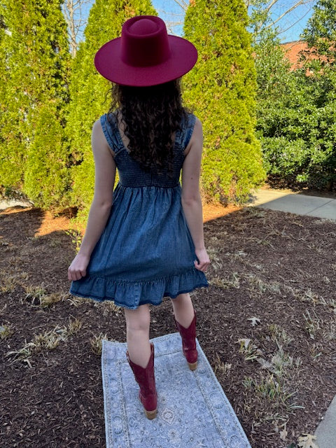 Denim Smocked Ruffle Dress