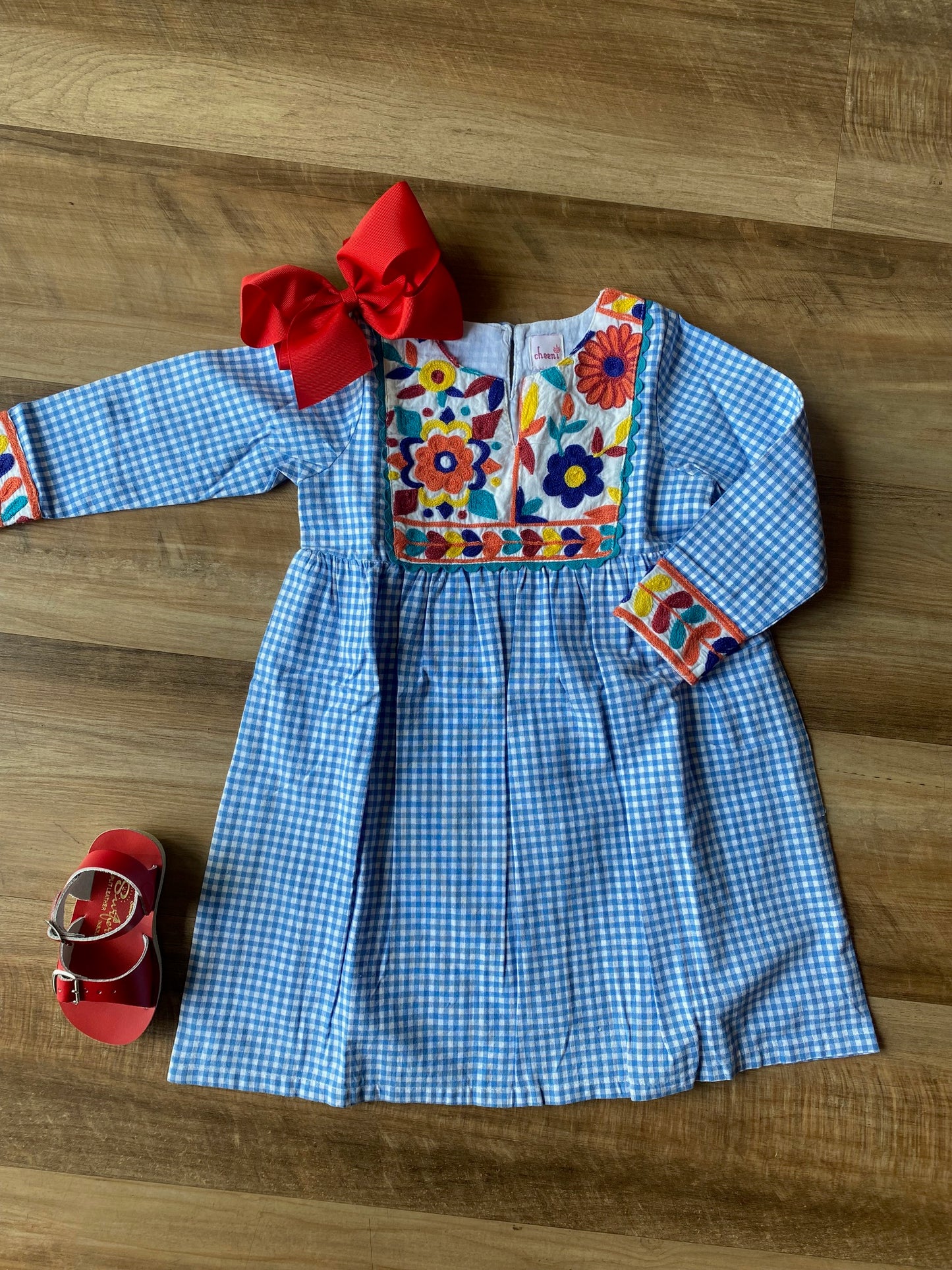 Lil Embroidered Blue Plaid Dress
