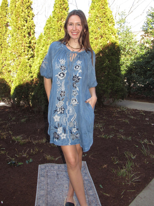 Jasmine Floral Denim Dress