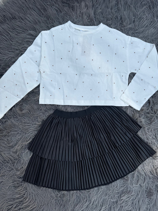 Lil Cropped LS Studded Tee