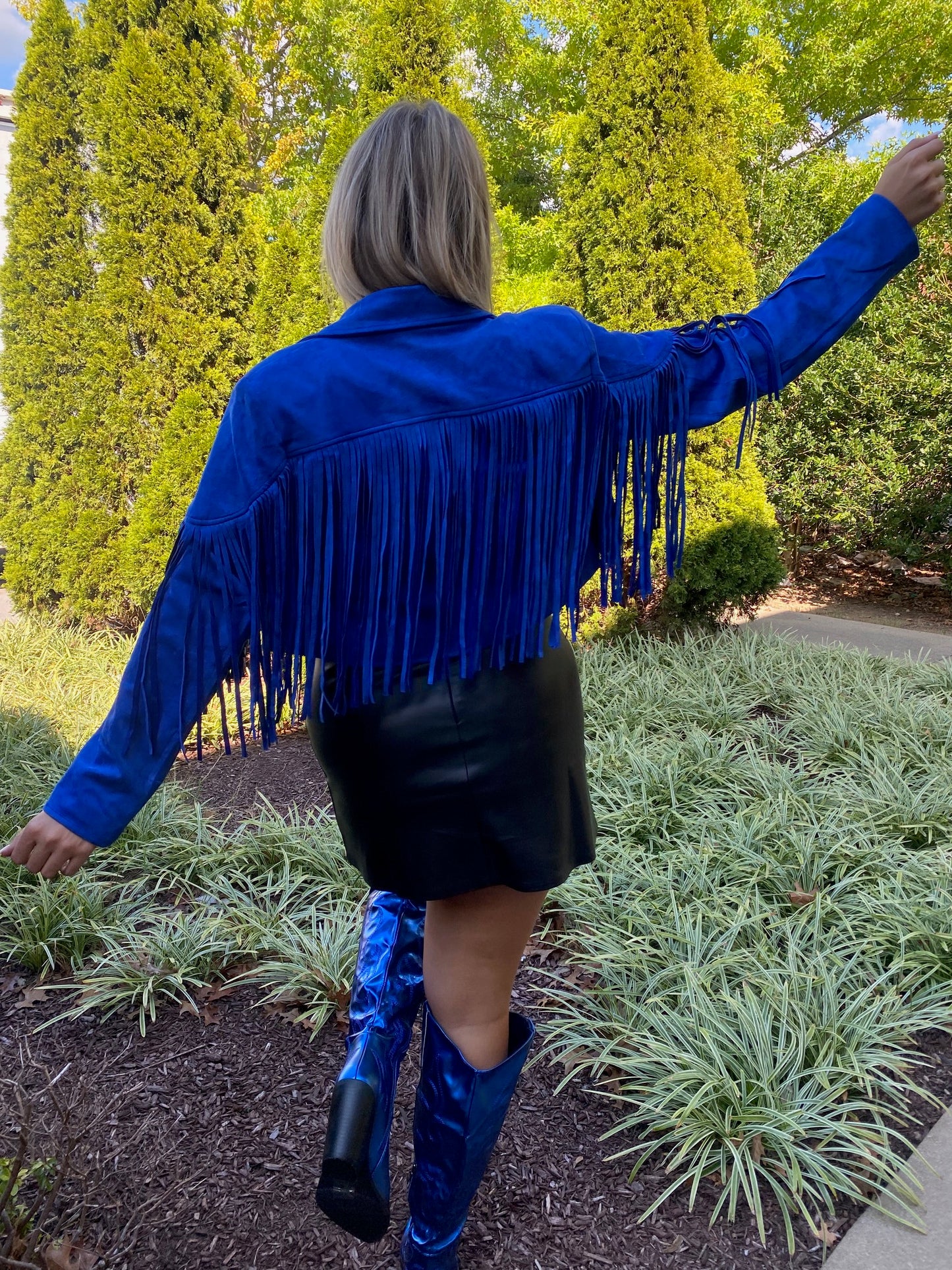 True Blue Fringe Suede Jacket