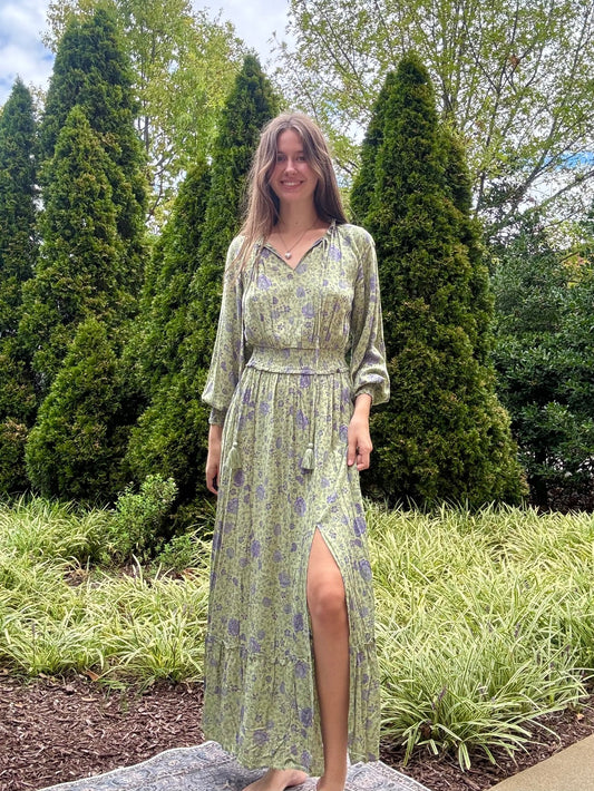 Lavender Matcha Tassel Maxi Dress