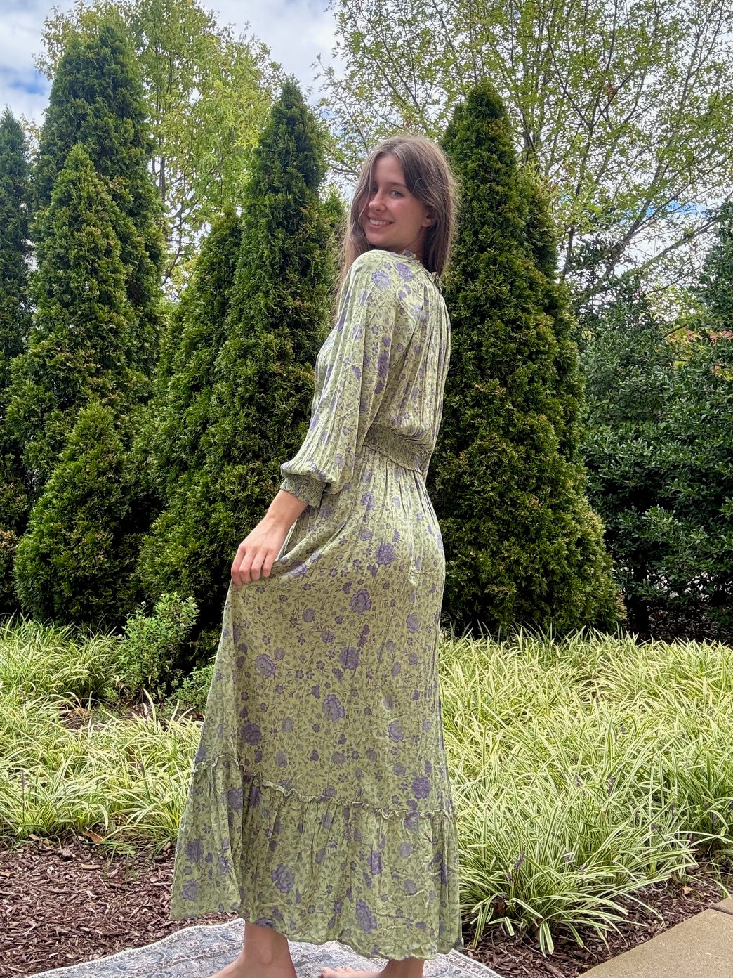 Lavender Matcha Tassel Maxi Dress