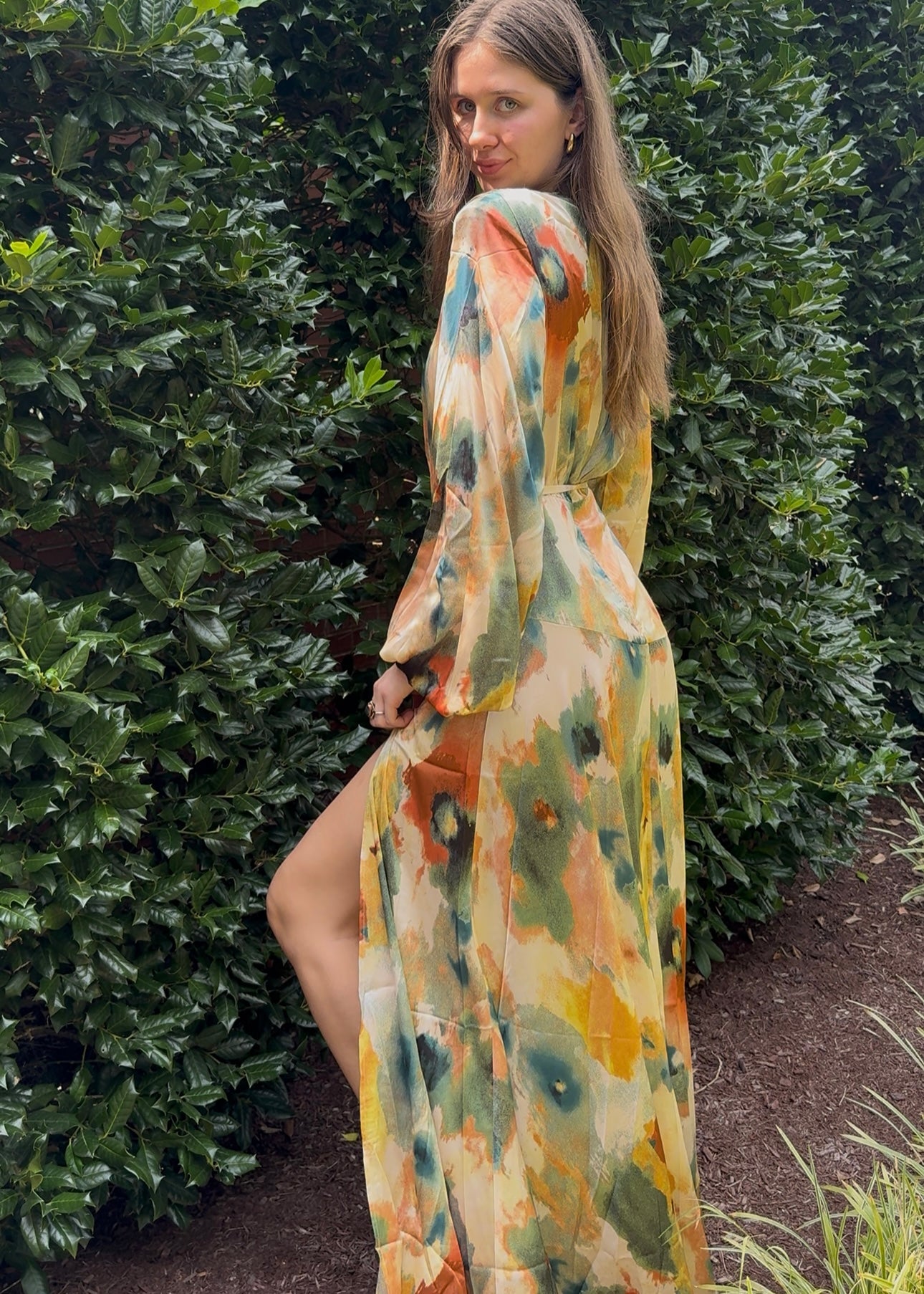 Autumn Garden Slit Maxi