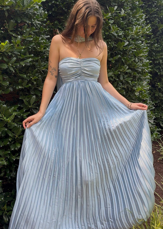 Delilah Satin Pleated Maxi Dress