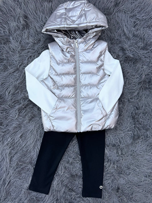 Lil Silver Puff Vest Hoodie