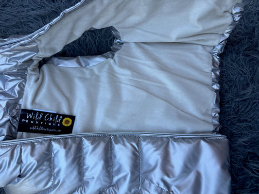 Lil Silver Puff Vest Hoodie