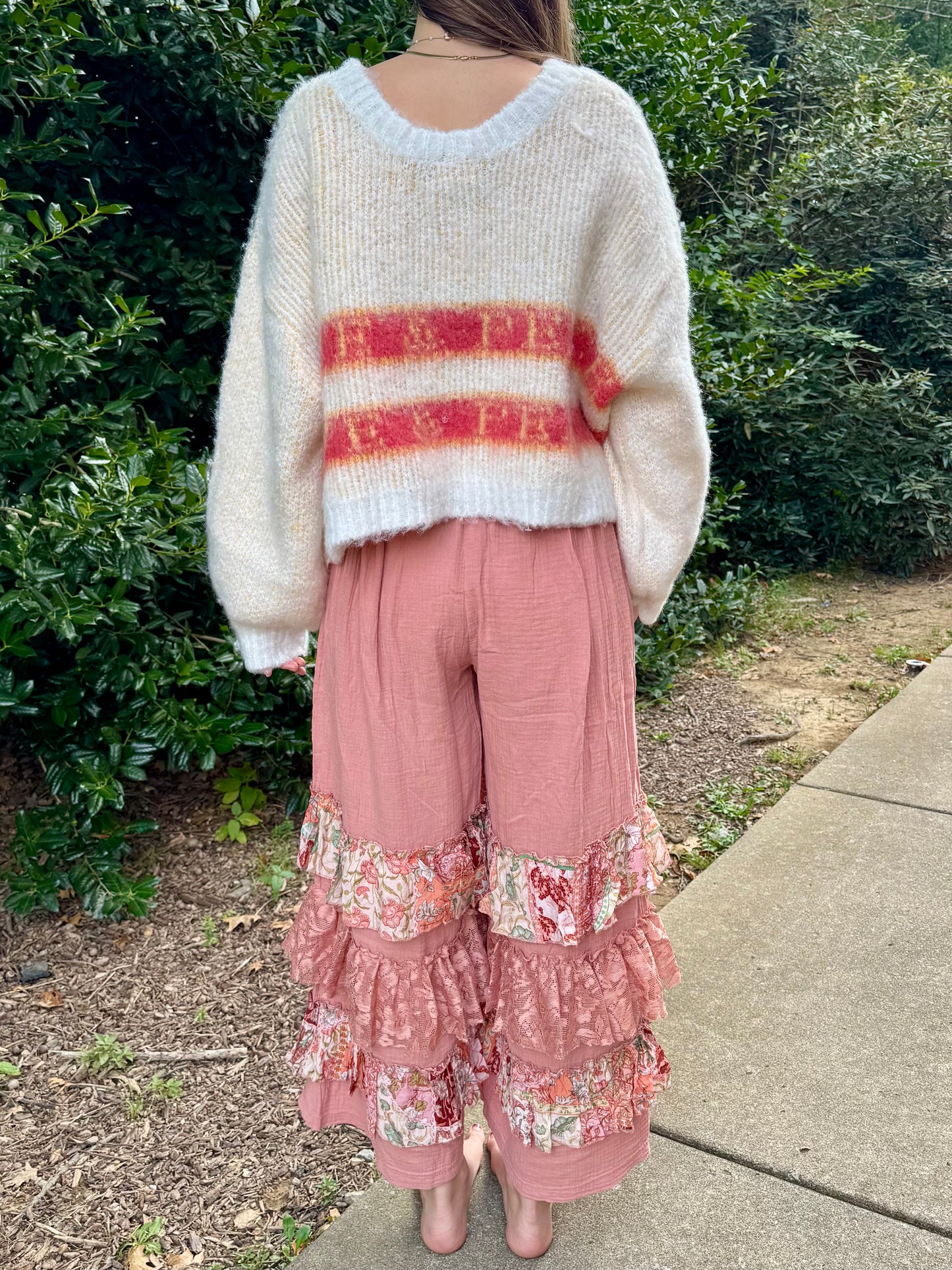 Powder Brick Ruffle Pant