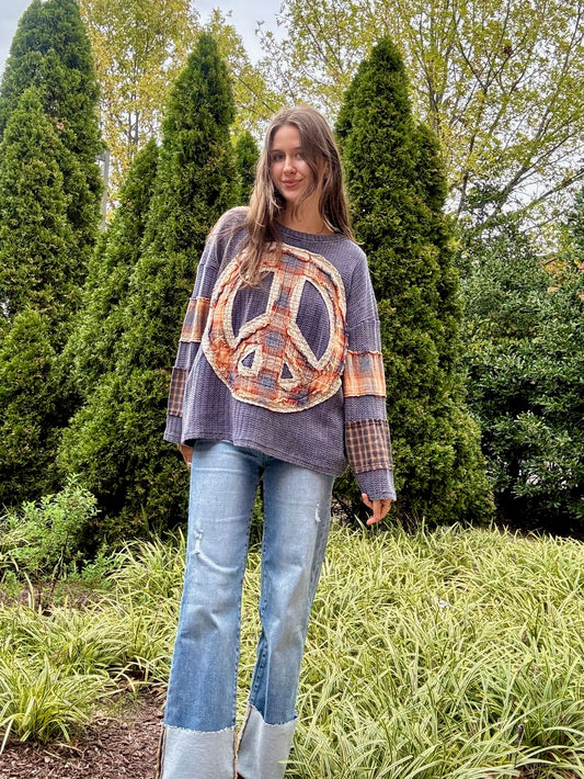 Patchy Peace Flannel Top