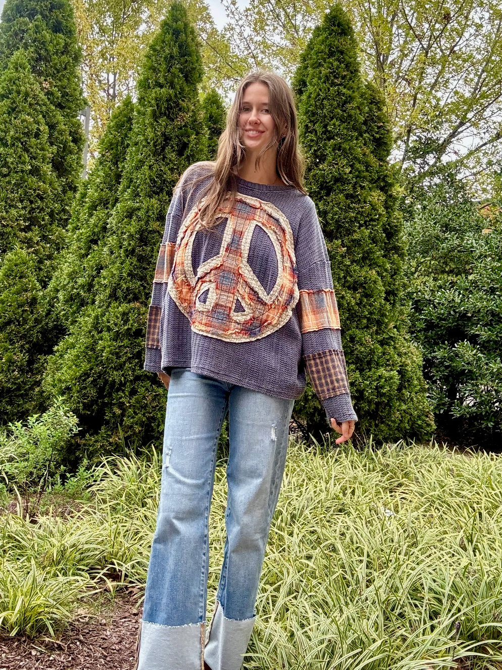 Patchy Peace Flannel Top