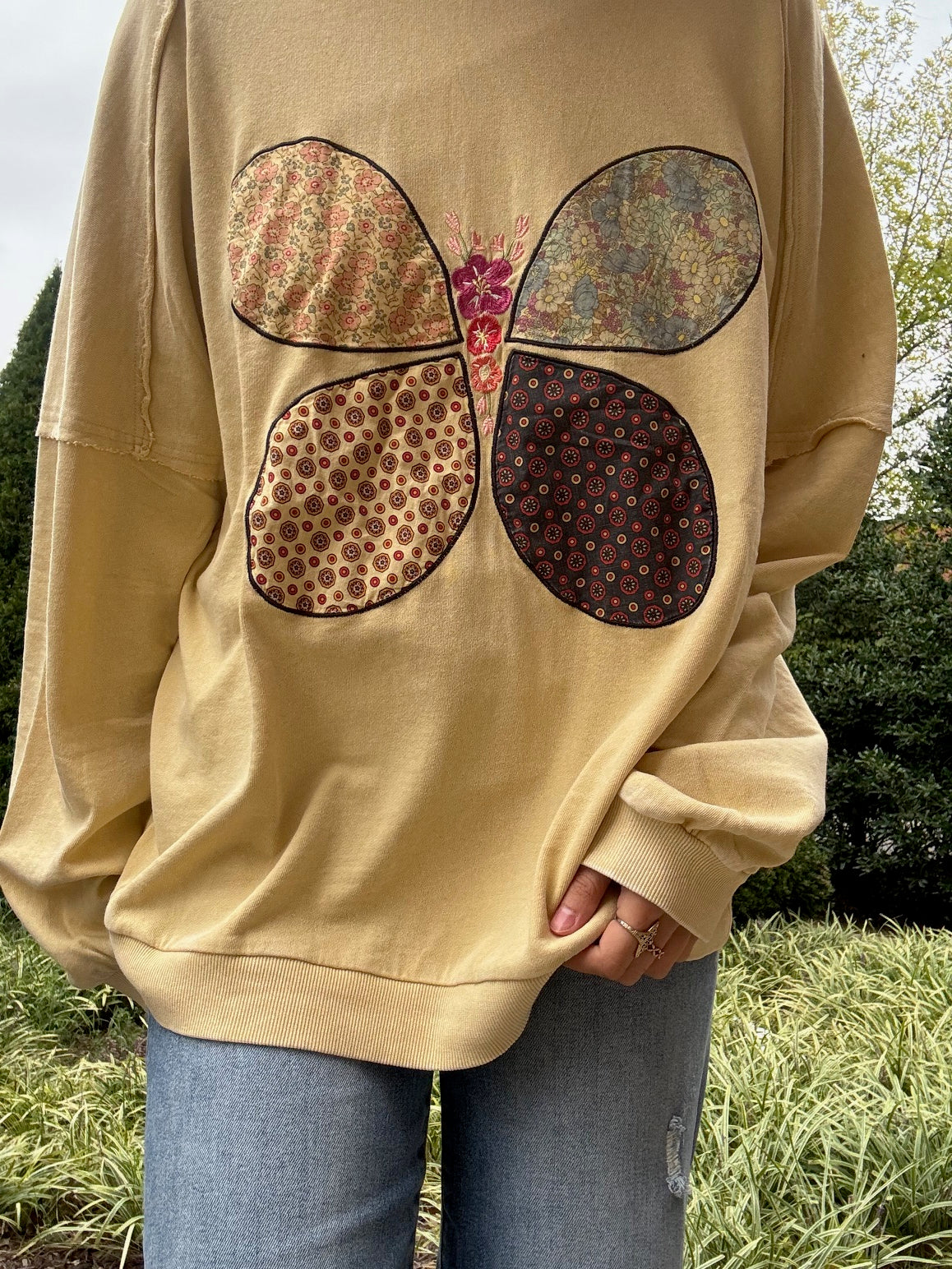 Patchwork Butterfly Crewneck