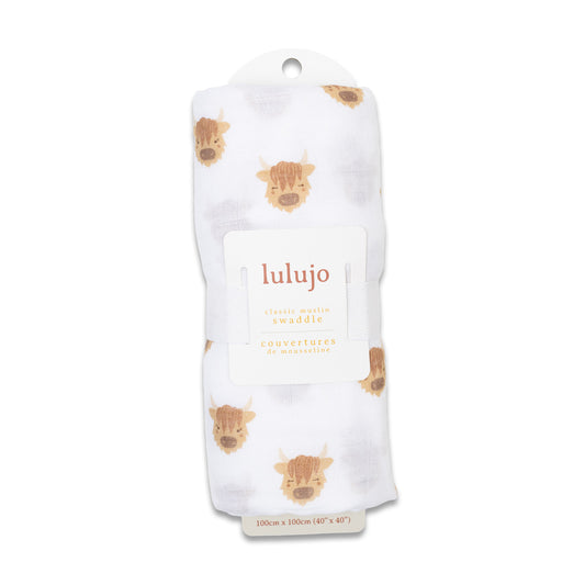 Highland Cow Muslin Swaddle