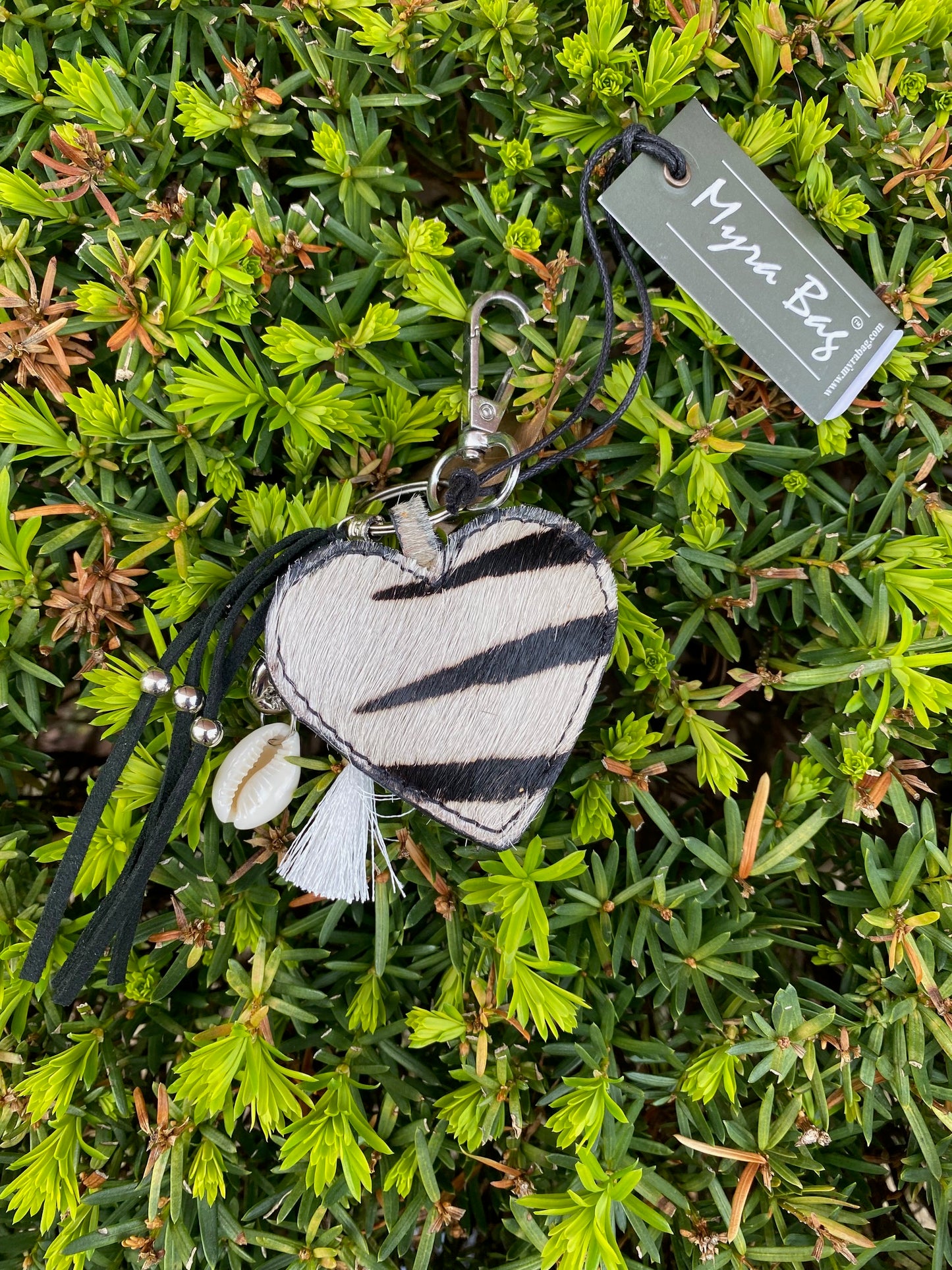 Myra Zebra Heart Keychain